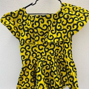 Yellow and Black Patterned Women's Top